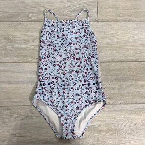 Oscar de la Renta Blue and Red Floral Kids Swim One Piece. 14 girl